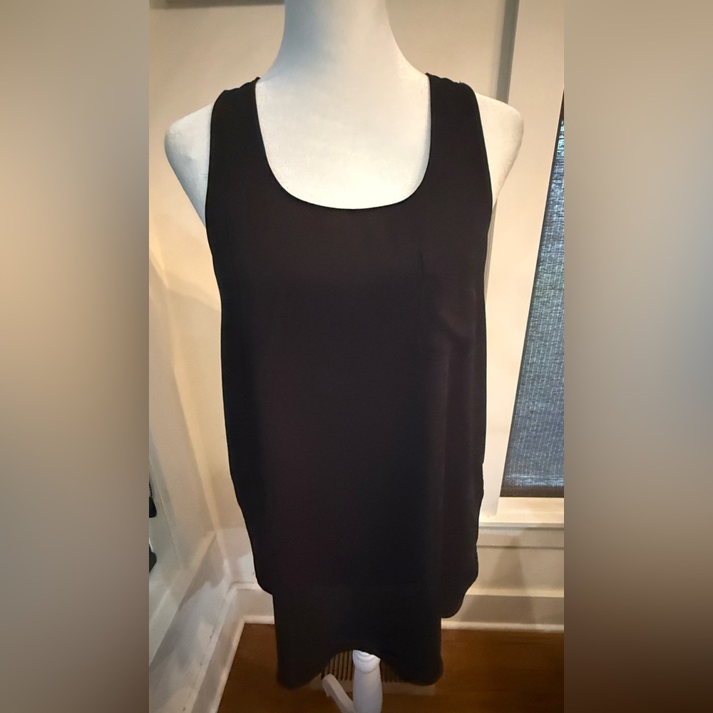 The Loft. Tunic Length, Racerback Black Tank with pocket. Size Small